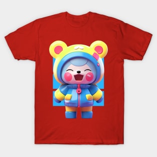 AKBLM - RED CHEEKS KUMA LOVES RED LOLLIPOPS 🍭 | KAWAII CHIBI 3D MASCOT T-Shirt